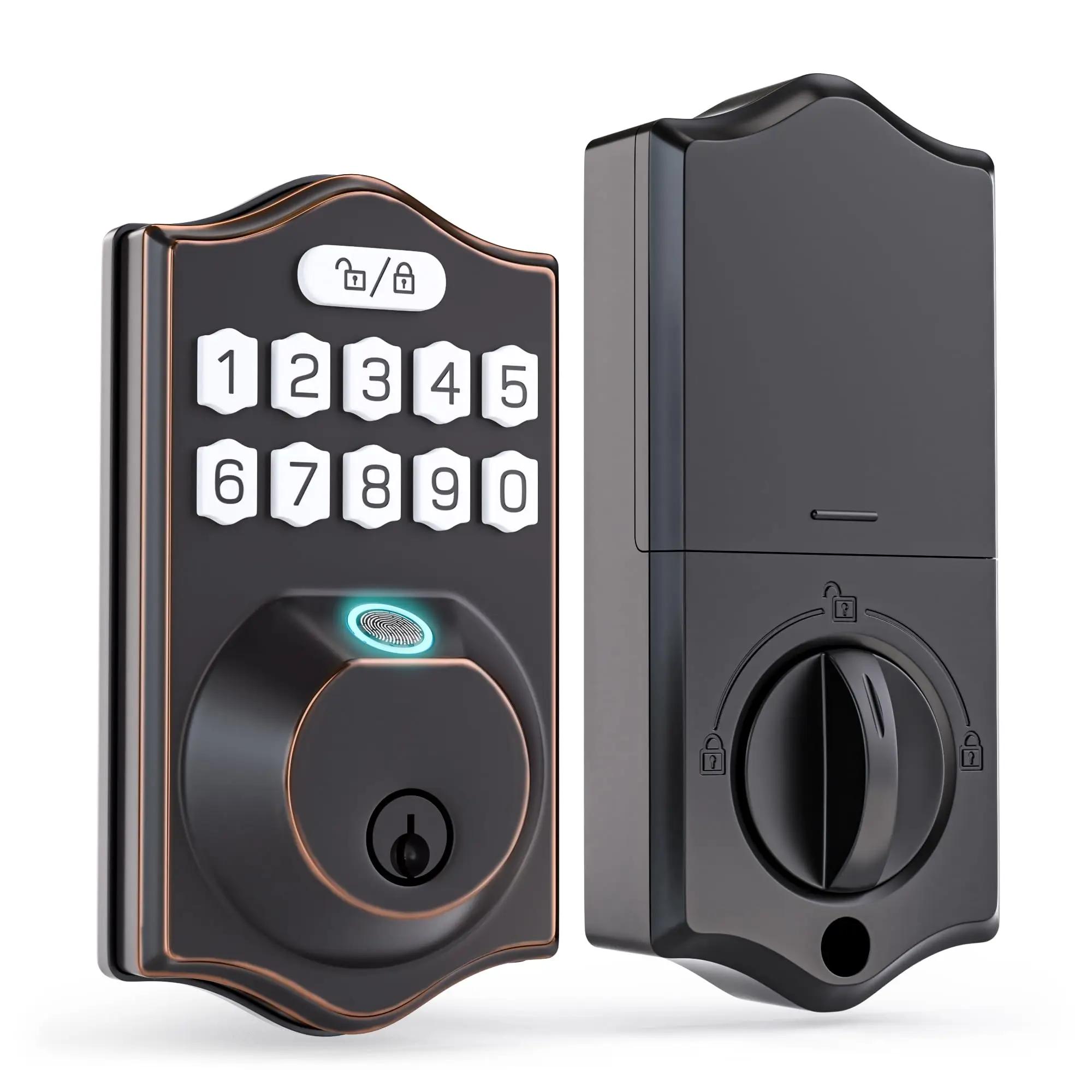 Fingerprint Smart Lock Password Door Lock Keyless Entry Door Lock with 2 Spare Keys with Keypad Door Lock 3-in-1 Auto Lock